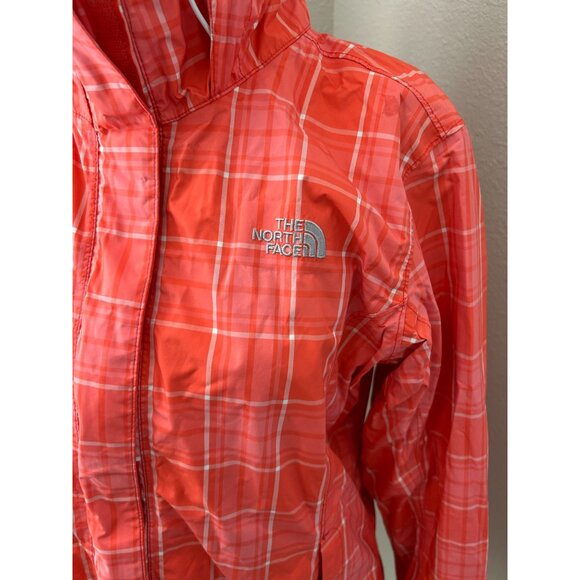 The North Face Hyvent Orange Plaid Windbreaker Rain Jacket Women's Sx L - Picture 3 of 7